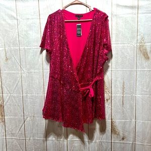 LB Bright Pink Sparkly Sequin Top